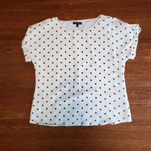 Navy and White Polkadot Short Sleeve Blouse